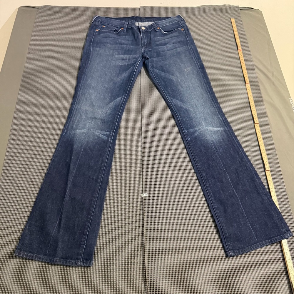 7 For All Mankind Bootcut Jeans Size 31 Dark Wash Low Rise Stretch Denim